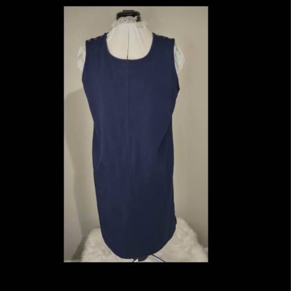 Large petite Talbots Navy Blue Shift Dress Sleeveless with Shoulder Buttons C261